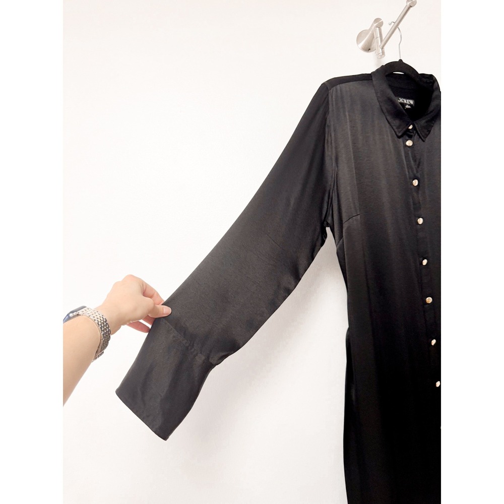 J.Crew Drapey Satin Maxi Shirt Dress Long Sleeve Button Down Belt Luster 18 - Picture 7 of 11